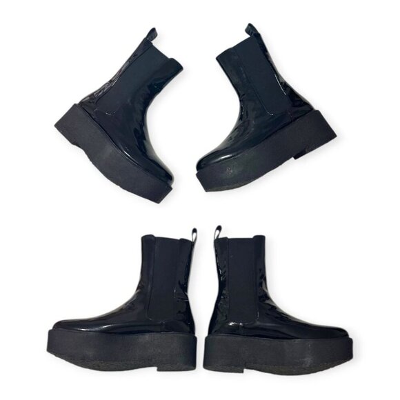 Staud Palamino Black Patent Leather Platform Chelsea Boots, Size 40 EU, New - Picture 14 of 16